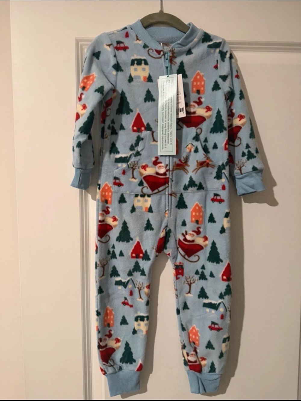 Posh peanut Light Blue Holiday Fleece One-Piece Pajamas